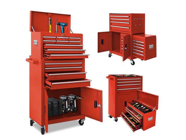 13-Drawer Rolling Tool Chest, 2 in 1 Detachable Metal Tool Cabinet with Lock & Wheels, Heavy-Duty Tool Storage Organizer for Garage, Workshop, Auto...