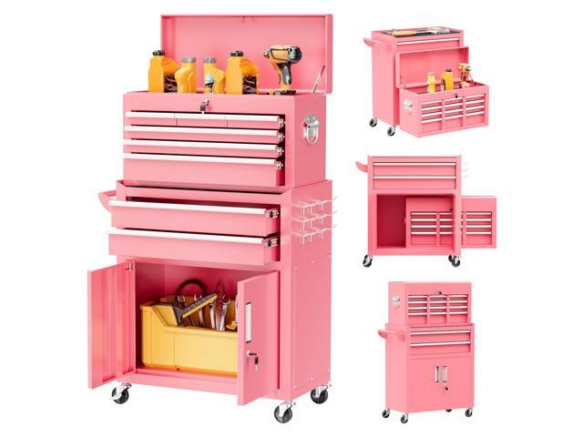 Metal Tool Chest, 8 Drawer Rolling Tool Chest with Wheels, Detachable Tool Storage Cabinet with Lock for Garage, Steel Tool Cart with Liner & Hooks.