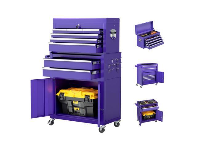 Metal Tool Chest, 8 Drawer Rolling Tool Chest with Wheels, Detachable Tool Storage Cabinet with Lock for Garage, Steel Tool Cart with Liner & Hooks.