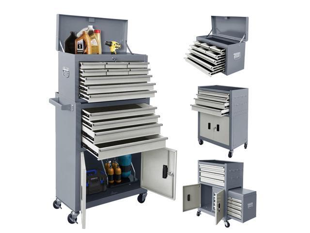 13-Drawer Rolling Tool Chest with Double Doors, 2 in 1 Detachable Rolling Tool Chest with Drawers, Mobile Tool Cabinet Combo, Metal Large Lockable.