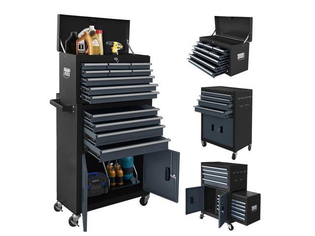 13-Drawer Rolling Tool Chest with Double Doors, 2 in 1 Detachable Rolling Tool Chest with Drawers, Mobile Tool Cabinet Combo, Metal Large Lockable...