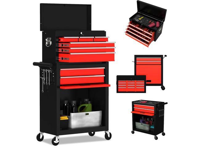 8-Drawer High Capacity Rolling Tool Chest, Removable Cabinet Storage Tool Box with Wheels and Drawers, Detachable Toolbox with Lock for Workshop...