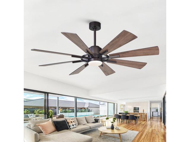 60 inch Ceiling Fans with Lights and Remote, Black Farmhouse Chandelier Fan, 8 Blades, Quiet DC Motor, Indoor/Outdoor ETL Large Ceiling Fan for...