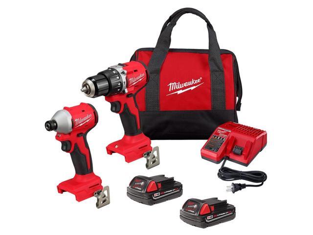 3610-22CT M18 18V Li-ion Brushless Cordless Compact Hammer Drill/Impact Combo Kit (2-Tool) (New Gen), Red