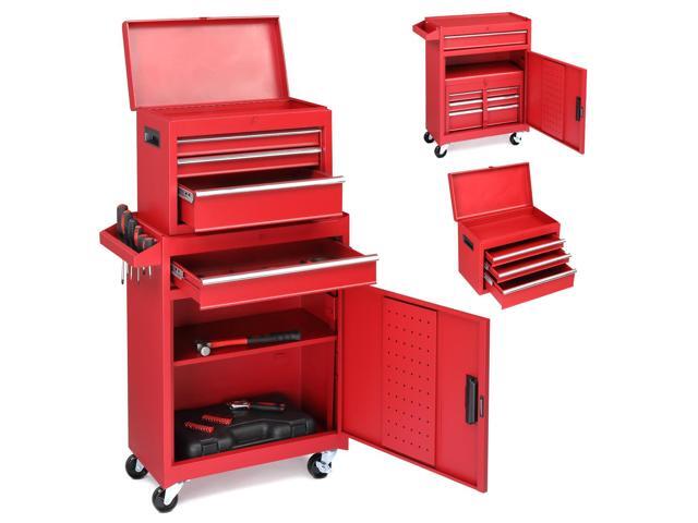 4-Drawer Rolling Tool Chest with Wheels & Lock, Tool Box with Large Storage Cabinet and Adjustable Shelf, Removable Portable Top Box for Garage,.