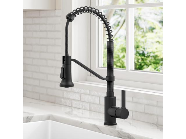 Britt Commercial Style 2-Function Single Handle Pull Down Kitchen Faucet in Matte Black, KPF-1693MB