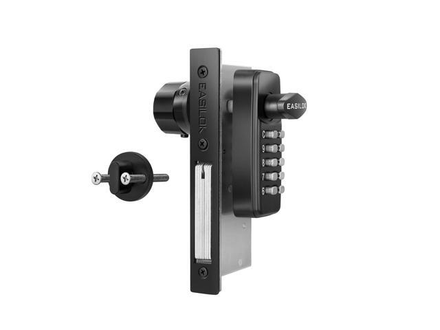 EASILOK Keyless Mechanical Storefront Lock, DIY No-Drill Commercial Mortise Replacement, Fits 1-1/8' Backset, Black, Deadbolt