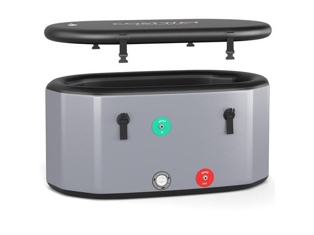 XL 129 Gal Oval Ice Bath Tub with Cover, Portable Outdoor Inflatable Cold Plunge Tub with Backpack, Pump, for Cold and Therapy, Compatible with.