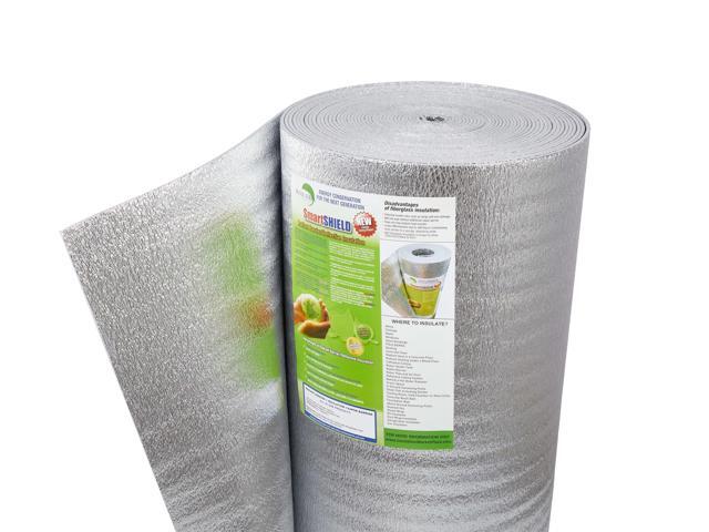 SmartSHIELD -5mm 48''X50ft Reflective Insulation Roll, Foam Core Radiant Barrier, Heat-Cold Shield, Thermal Foil Insulation - Pure Aluminum
