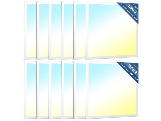 12 Pack 2x2 LED Flat Panel Light 5000LM Adjustable, 0-10V Dimmable Troffer LED Drop Ceiling Light Fixtures, 4000K/5000K/6500K Selectable for Office.