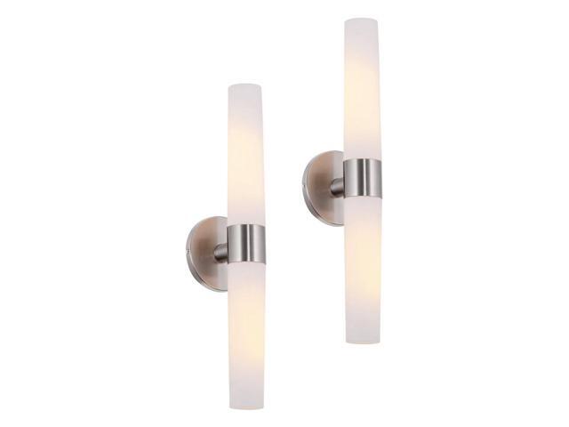 Duo 21' Modern Wall Sconce with Frosted Opal Glass Shades for Bathroom/Vanity, Brushed Nickel Finish, Pack of 2