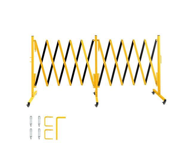Industrial Expandable Metal Barricade, Expansion Size 16.4 FT, Yellow and Black,Durable Steel Safety Barricade with casters, Flexible Mobile...