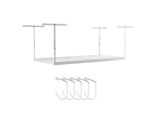 4x8 Overhead Garage Storage Rack Heavy Duty - White (12'-24') - Holds 600 lb