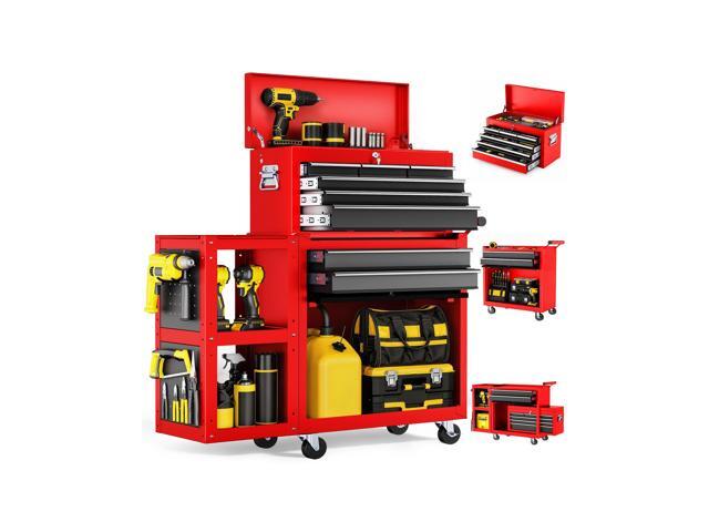 8-Drawer Rolling Tool Chest, Assembled Metal Tool Storage Cabinet with Wheels, Locking Sliding Drawers & Detachable Top Box, for Garage Workshop.
