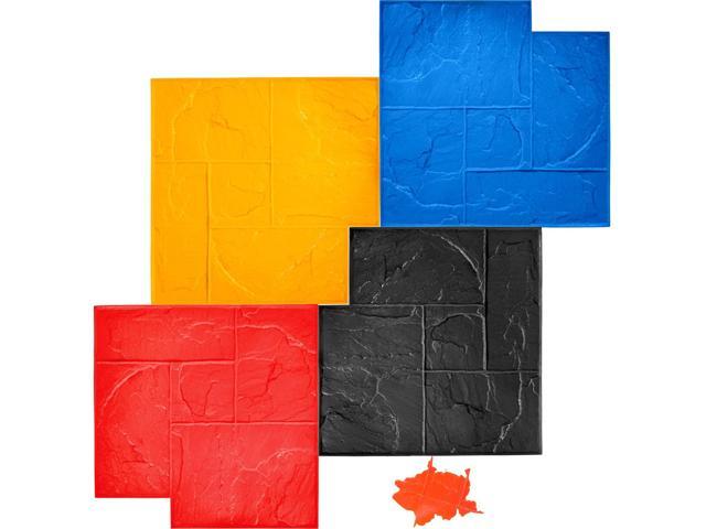 Concrete Texturing Skin, 24'x24' Concrete Stamps Mats Set, Polyurethane Concrete Stamping Mats, Slate Concrete Stamps, 4 PCS Realistic Concrete...