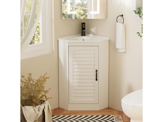 24' Corner Bathroom Vanity Undermount Sink Combo, Freestanding Storage Cabinet, Soft Closing Doors, Modern Wall Mount Bathroom Vanity for Small.