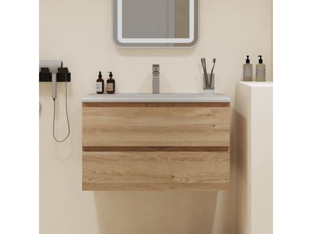Floating Bathroom Vanity with Sink Wall Mounted Cabinet with 2 Soft-Close Drawers, Moisture-Resistant MDF,Large Storage for Small Space (30')