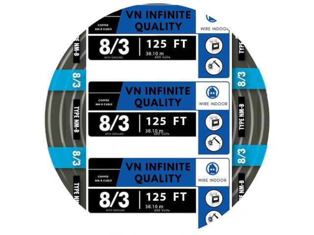 8/3 NM-B Non-Metallic Sheathed Cable Stranded Residential Indoor Wire (125Foot)