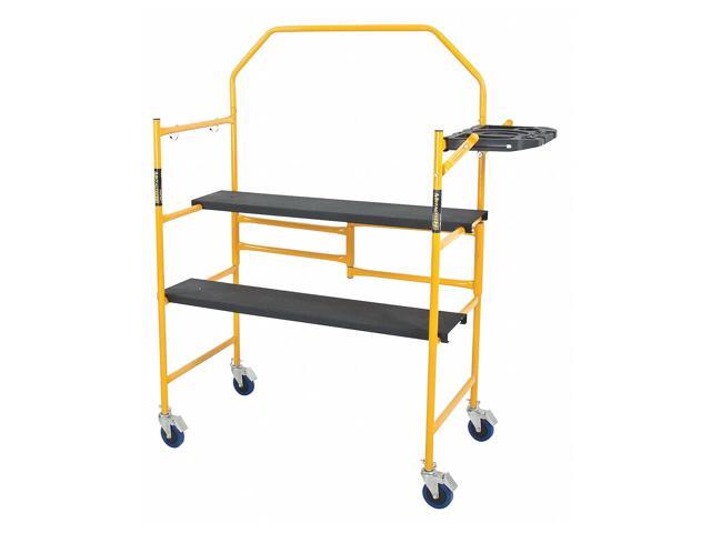 4 Ft Scaffolding Platform, Adjustable, Foldable and Rolling Scaffold Platform with 4-Inch Locking Wheels for Construction & DIY Projects