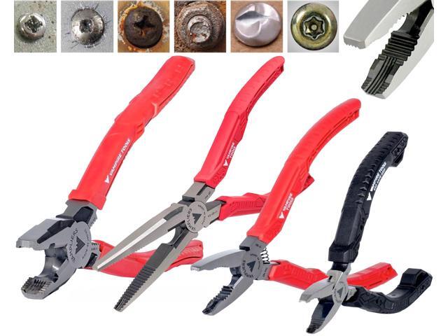 4-PC Screw Extractor Pliers Set. Made in Japan: 8' Linesman, 7.5' Long Nose, 6.25' Combination & 5' ESD Safe Mini Plier. Remove any...