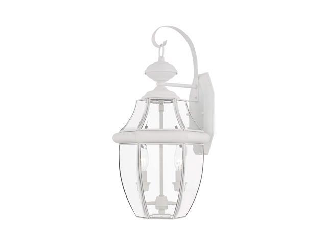 Lighting 2251-03 Outdoor Wall Lantern with Clear Beveled Glass Shades, White