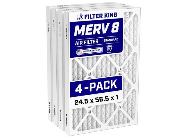 24.5x56.5x1 Air Filter (MERV 8) (4-Pack) Dust & Allergy Control AC Furnace Filters, MADE IN USA, HVAC, Pleated, Electrostatic (Actual Size: 24.5 x...