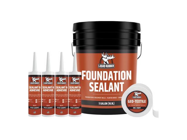 Basement and Foundation Repair Sealant - Waterproof Concrete Sealer & Crack Filler - Flexible Coating for Indoor & Outdoor Use - 5 Gallon Sealer,...