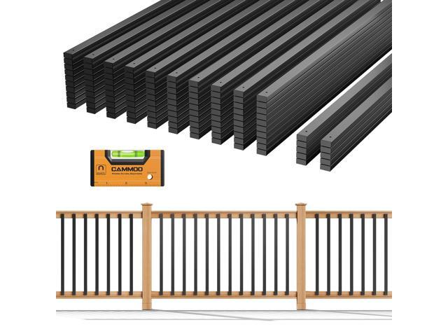 110 Pcs 38'' Square Deck Balusters, Straight Rectangular Porch Railing Kit with Level, Pre-Installed End Cap & Screws, Anti-Rust Spindles for...