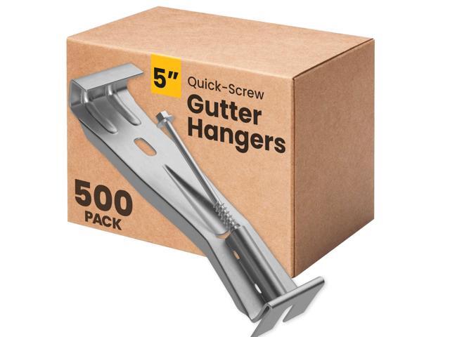 Quick-Screw 5' Gutter Hangers - Heavy Duty Hidden Gutter Brackets with Pre-Assembled Inserted Gutter Screws - Rain Gutter Parts and Accessories to...