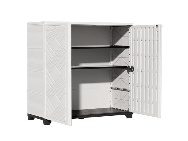 Indoor/Outdoor Storage Cabinet Waterproof, 34'x15'x34' Plastic Outdoor Storage Box for Garden Balcony Bathroom, All Weather Outdoor Storage.