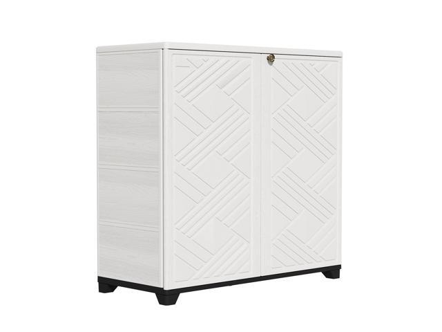 Indoor/Outdoor Storage Cabinet Waterproof, 34'x15'x34' Plastic Outdoor Storage Box for Garden Balcony Bathroom, All Weather Outdoor Storage.