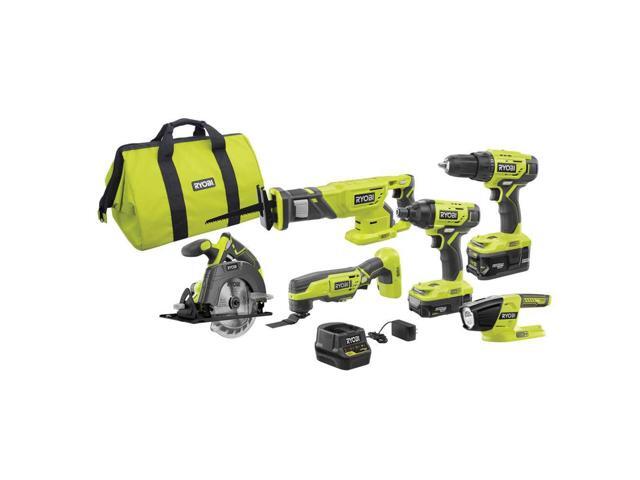 P1819 18V One+ Lithium Ion Combo Kit (6 Tools: Drill/Driver, Impact Driver, Reciprocating Saw, Circular Saw, Multi-Tool, LED Worklight, 4.0 Ah &...