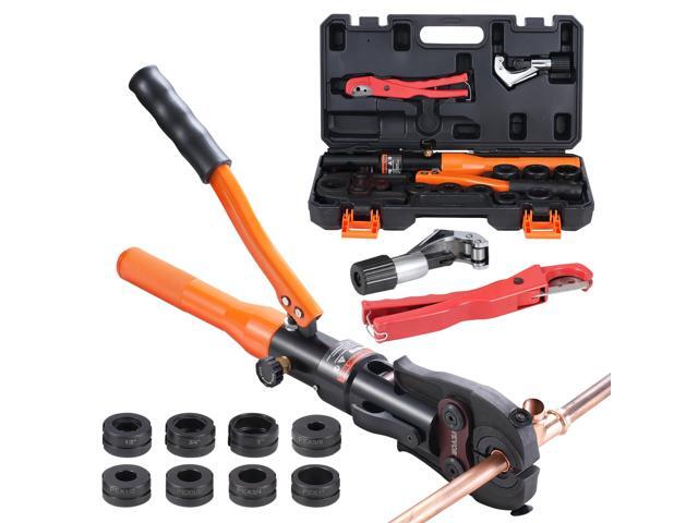Copper Pipe Crimping Tool, Hydraulic Driven Press Tool with 1/2', 3/4', 1' Jaws for VUS Type Copper Pipes and 3/8', 1/2', 5/8', 3/4', 1' Jaws for...