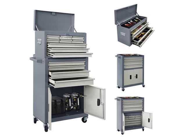 13-Drawer Double Door Rolling Tool Chest, 2 in 1 Detachable Tool Chest,Tool Box with Drawers and Wheels, Large Tool Cabinet with Lock, Metal...