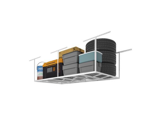 Pro 4x8 Overhead Garage Storage Rack,Adjustable Storage Organization System, Heavy Duty Metal Ceiling Storage Racks, 800lbs Weight Capacity, White,...