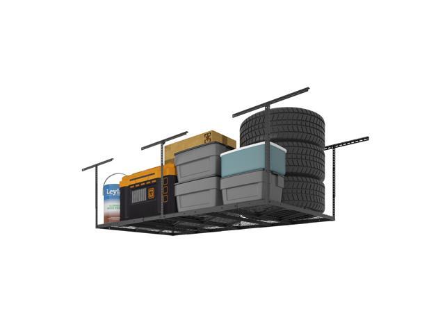 Pro 4x8 Overhead Garage Storage Rack,Adjustable Storage Organization System, Heavy Duty Metal Ceiling Storage Racks, 800lbs Weight Capacity, Black,.