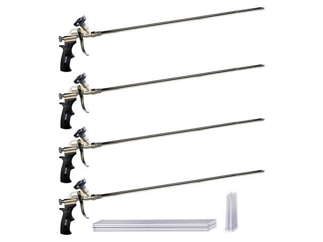 Spray Foam Gun 2' Long Nozzle, High Precision, Adjustable Flow Control, Contractor-Grade Pro Applicator for Insulating Foam Sealant, Pack of 4