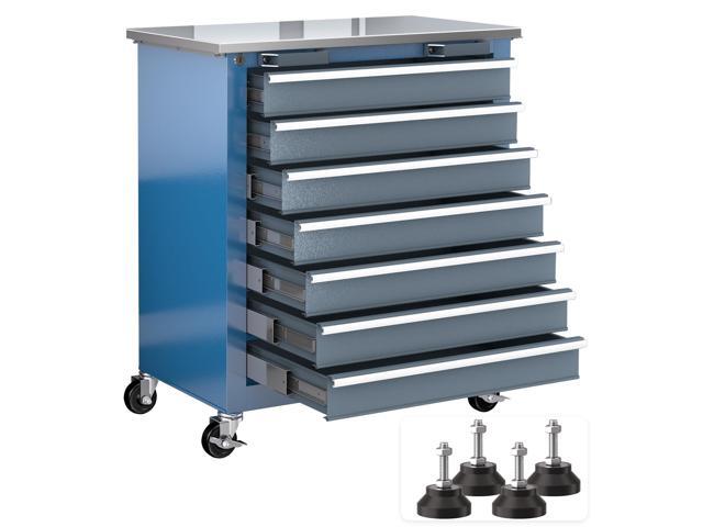 7-Drawer Rolling Tool Chest with Stainless Steel Countertop,Tool Chest with Secure Locking System,Tool Cabinet with 360°Wheels and Padded Feet,for...