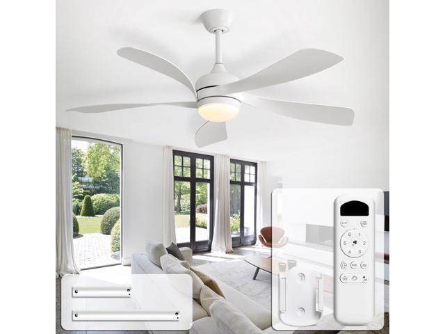 52 inch White Ceiling Fans with Lights, Remote Control, Low Profile, Modern, Outdoor Ceiling Fan with with 5 Blades, Quiet Reversible DC Motor for...