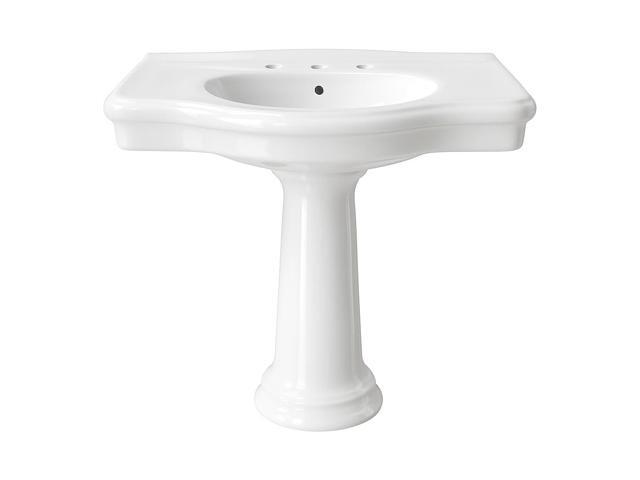 Darbyshire 34'W x 22.5' D x 32' H Large Bathroom Pedestal Sink. Vitreous China with Overflow, 8 in. Widespread Faucet Holes