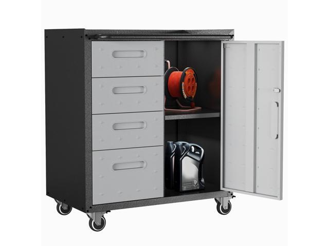 Metal Mobile Tool Storage Cabinet with Wheels,Heavy Duty Rolling Tool Cabinets for Garage,Metal Storage Cabinets with 4 Drawer and 1 Locking...
