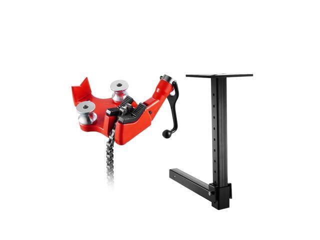Heavy-Duty Pipe Chain Vise, 1/8' - 5' Pipe Capacity, 26' Rugged Chain & Cast Iron Base, Hitch Mount Vise Plate Holder With Adjustable Height - Fits.