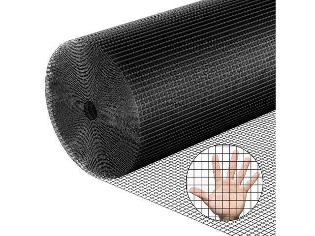 Hardware Cloth 1/2 inch 72 x 50 ft Heavy Duty Black Chicken Wire Fencing 19 Gauge Vinyl Coated Welded Wire Mesh Roll PVC Hardware Cloth Chicken...
