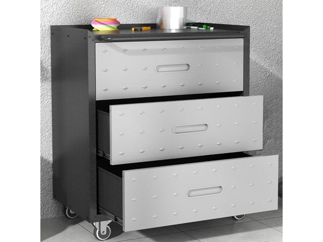 Metal Mobile Tool Storage Cabinet with Wheels,Heavy Duty Rolling Tool Cabinets for Garage,Metal Storage Cabinets with 3 Drawer,Assembly Required