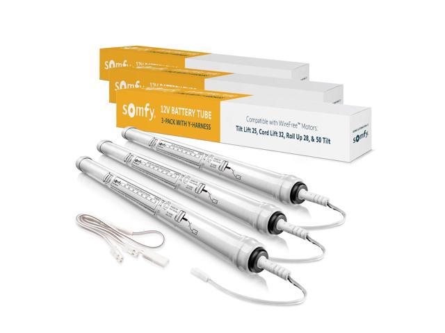 12V DC Reloadable Battery Tube 3-Pack with Y Harness - Power Multiple Blinds & Shades - #9018685, #9018625