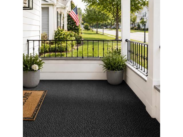 Plastic Interlocking Cobbled Stone Tile (60PCS) 12' x 12', Patio Tiles Outdoor Waterproof Non Slip, Interlocking Drainage Tiles for Pool, Basement,...