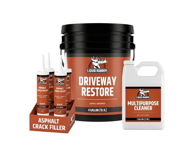 Driveway Restore Sealant - Highly Flexible Asphalt Coating Fills Cracks and Revitalize, Kit- Includes 4 Gallon Sealer, Crack Filler 10.2 oz 4 Pack,.
