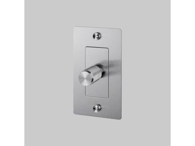 Buster and Punch 1 Gang Single Dimmer Switch LED Cross Knurl Without Logo in Steel