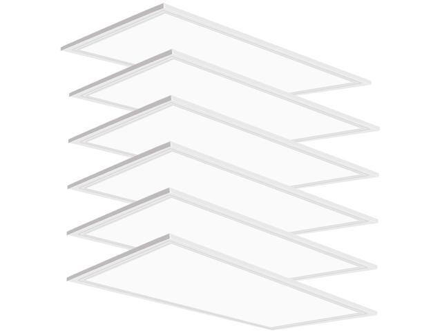 2x4 LED Flat Panel Light,6 Pack,7800LM LED Ceiling Light Fixture,0-10V Dimmable,5000K Daylight White Recessed Edge-Lit Troffer Fixture,ETL.