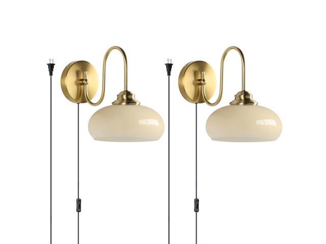 Lighting Small Yellow Glass Wall Sconces Plug in Goose Neck Wall Light Vintage Brass Gold Wall Sconces Set of Two Mid Century Wall Lighting for.